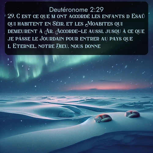 Segond Deutéronome  ; image nature: image avec le verset biblique :C&#039;est ce que m&#039;ont accordé les enfants d&#039;Esaü qui habitent en Séir, et les Moabites qui demeurent à Ar. Accorde-le aussi, jusqu&#039;à ce que je passe le Jourdain pour entrer au pays que l&#039;Eternel, notre Dieu, nous donne. ;  ; 2:29