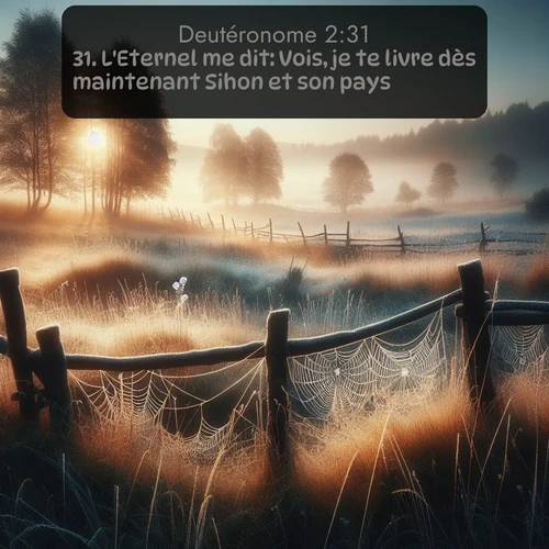 Segond Deutéronome  ; image nature: image avec le verset biblique :L&#039;Eternel me dit: Vois, je te livre dès maintenant Sihon et son pays. ;  ; 2:31