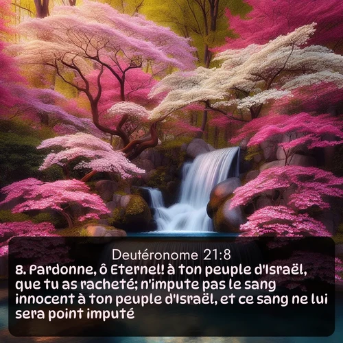 Segond Deutéronome  ; image nature: image avec le verset biblique :Pardonne, ô Eternel! à ton peuple d&#039;Israël, que tu as racheté; n&#039;impute pas le sang innocent à ton peuple d&#039;Israël, et ce sang ne lui sera point imputé. ;  ; 21:8