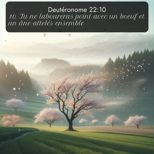 Segond Deutéronome  ; image nature: image avec le verset biblique :Tu ne laboureras point avec un boeuf et un âne attelés ensemble. ;  ; 22:10
