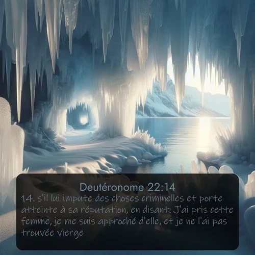 Segond Deutéronome  ; image nature: image avec le verset biblique :s&#039;il lui impute des choses criminelles et porte atteinte à sa réputation, en disant: J&#039;ai pris cette femme, je me suis approché d&#039;elle, et je ne l&#039;ai pas trouvée vierge, - ;  ; 22:14