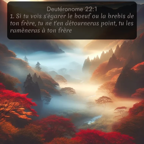 Segond Deutéronome  ; image nature: image avec le verset biblique :Si tu vois s&#039;égarer le boeuf ou la brebis de ton frère, tu ne t&#039;en détourneras point, tu les ramèneras à ton frère. ;  ; 22:1