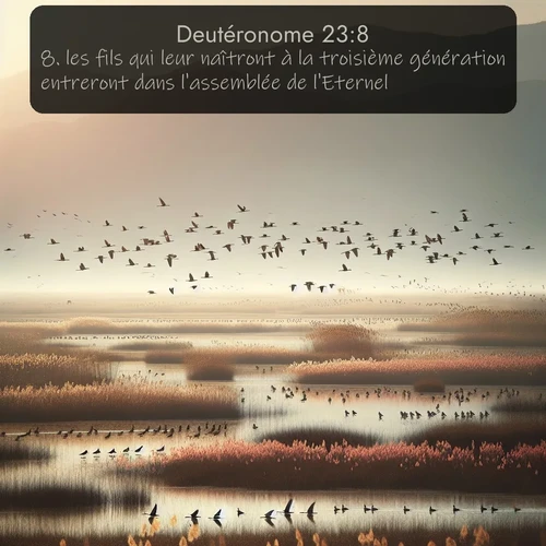 Segond Deutéronome  ; image nature: image avec le verset biblique :les fils qui leur naîtront à la troisième génération entreront dans l&#039;assemblée de l&#039;Eternel. ;  ; 23:8