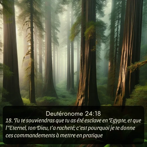 Segond Deutéronome  ; image nature: image avec le verset biblique :Tu te souviendras que tu as été esclave en Egypte, et que l&#039;Eternel, ton Dieu, t&#039;a racheté; c&#039;est pourquoi je te donne ces commandements à mettre en pratique. ;  ; 24:18