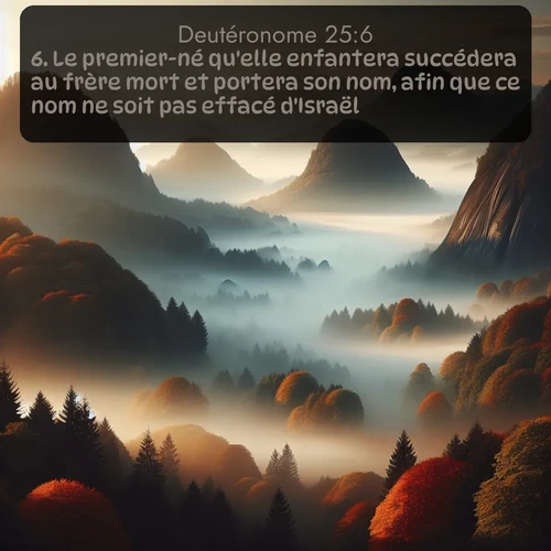 Segond Deutéronome  ; image nature: image avec le verset biblique :Le premier-né qu&#039;elle enfantera succédera au frère mort et portera son nom, afin que ce nom ne soit pas effacé d&#039;Israël. ;  ; 25:6