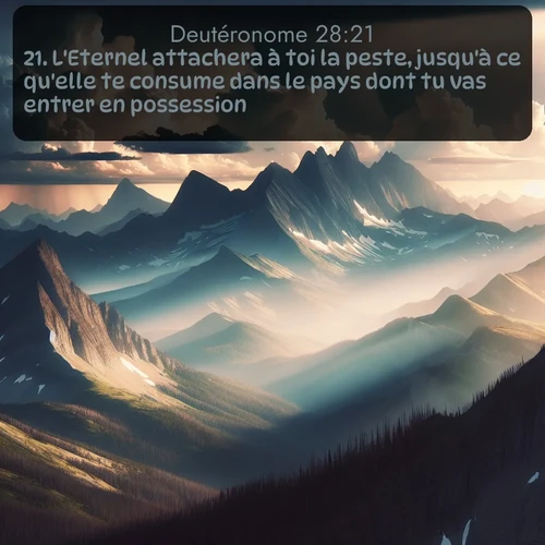 Segond Deutéronome  ; image nature: image avec le verset biblique :L&#039;Eternel attachera à toi la peste, jusqu&#039;à ce qu&#039;elle te consume dans le pays dont tu vas entrer en possession. ;  ; 28:21
