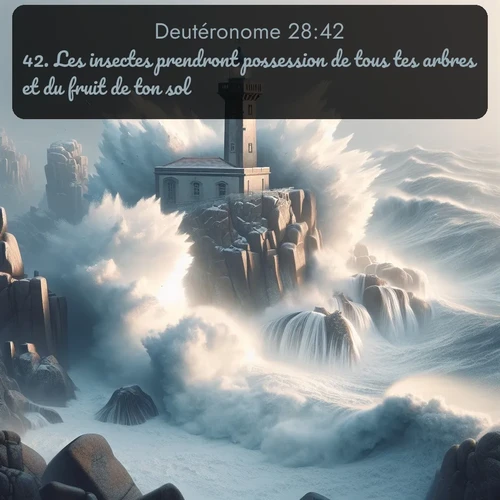 Segond Deutéronome  ; image nature: image avec le verset biblique :Les insectes prendront possession de tous tes arbres et du fruit de ton sol. ;  ; 28:42