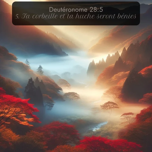 Segond Deutéronome  ; image nature: image avec le verset biblique :Ta corbeille et ta huche seront bénies. ;  ; 28:5