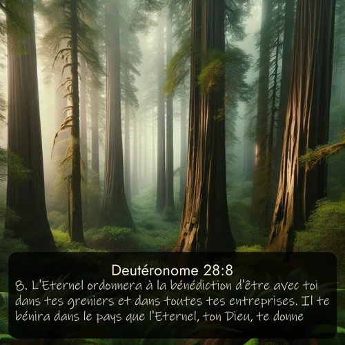 Segond Deutéronome  ; image nature: image avec le verset biblique :L&#039;Eternel ordonnera à la bénédiction d&#039;être avec toi dans tes greniers et dans toutes tes entreprises. Il te bénira dans le pays que l&#039;Eternel, ton Dieu, te donne. ;  ; 28:8