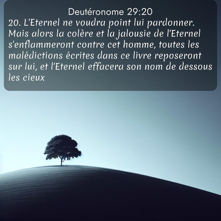 Segond Deutéronome 29:20