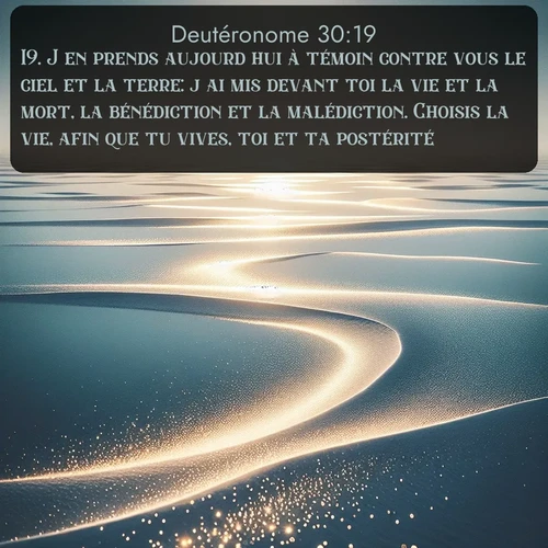 Segond Deutéronome  ; image nature: image avec le verset biblique :J&#039;en prends aujourd&#039;hui à témoin contre vous le ciel et la terre: j&#039;ai mis devant toi la vie et la mort, la bénédiction et la malédiction. Choisis la vie, afin que tu vives, toi et ta postérité, ;  ; 30:19