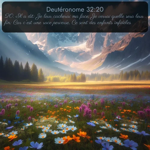 Segond Deutéronome  ; image nature: image avec le verset biblique :Il a dit: Je leur cacherai ma face, Je verrai quelle sera leur fin; Car c&#039;est une race perverse, Ce sont des enfants infidèles. ;  ; 32:20