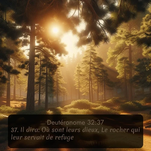 Segond Deutéronome  ; image nature: image avec le verset biblique :Il dira: Où sont leurs dieux, Le rocher qui leur servait de refuge, ;  ; 32:37