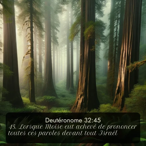 Segond Deutéronome  ; image nature: image avec le verset biblique :Lorsque Moïse eut achevé de prononcer toutes ces paroles devant tout Israël, ;  ; 32:45