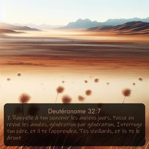 Segond Deutéronome  ; image nature: image avec le verset biblique :Rappelle à ton souvenir les anciens jours, Passe en revue les années, génération par génération, Interroge ton père, et il te l&#039;apprendra, Tes vieillards, et ils te le diront. ;  ; 32:7
