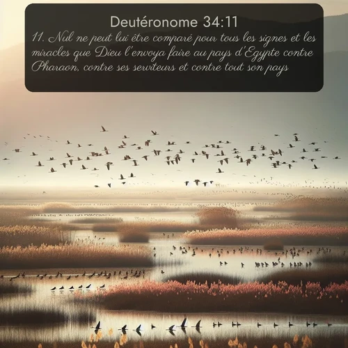 Segond Deutéronome  ; image nature: image avec le verset biblique :Nul ne peut lui être comparé pour tous les signes et les miracles que Dieu l&#039;envoya faire au pays d&#039;Egypte contre Pharaon, contre ses serviteurs et contre tout son pays, ;  ; 34:11