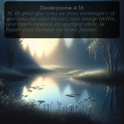 Segond Deutéronome  ; image nature: image avec le verset biblique :de peur que vous ne vous corrompiez et que vous ne vous fassiez une image taillée, une représentation de quelque idole, la figure d&#039;un homme ou d&#039;une femme, ;  ; 4:16