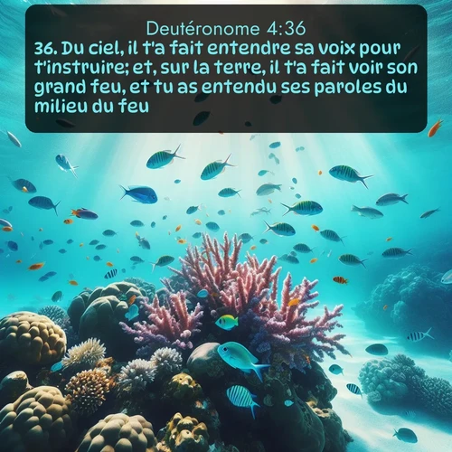 Segond Deutéronome  ; image nature: image avec le verset biblique :Du ciel, il t&#039;a fait entendre sa voix pour t&#039;instruire; et, sur la terre, il t&#039;a fait voir son grand feu, et tu as entendu ses paroles du milieu du feu. ;  ; 4:36