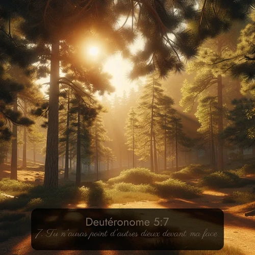 Segond Deutéronome  ; image nature: image avec le verset biblique :Tu n&#039;auras point d&#039;autres dieux devant ma face. ;  ; 5:7