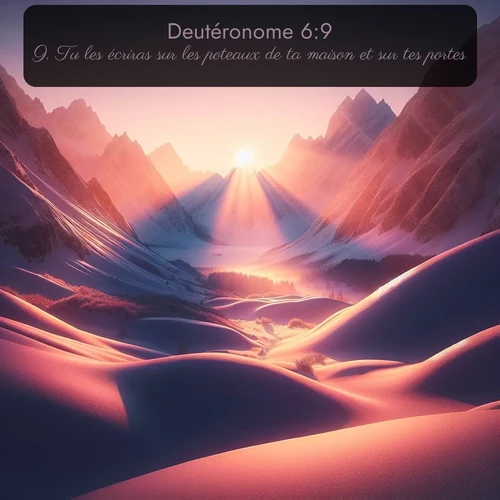 Segond Deutéronome  ; image nature: image avec le verset biblique :Tu les écriras sur les poteaux de ta maison et sur tes portes. ;  ; 6:9