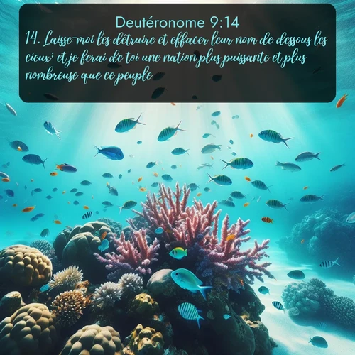 Segond Deutéronome  ; image nature: image avec le verset biblique :Laisse-moi les détruire et effacer leur nom de dessous les cieux; et je ferai de toi une nation plus puissante et plus nombreuse que ce peuple. ;  ; 9:14