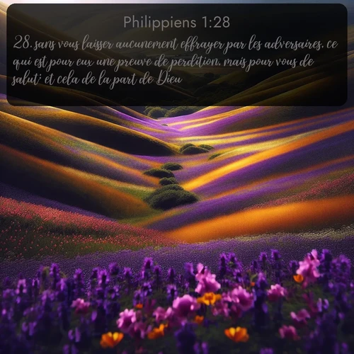 Segond Philippiens  ; image nature: image avec le verset biblique :sans vous laisser aucunement effrayer par les adversaires, ce qui est pour eux une preuve de perdition, mais pour vous de salut; et cela de la part de Dieu, ;  ; 1:28