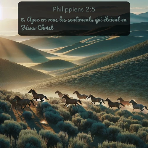 Segond Philippiens  ; image nature: image avec le verset biblique :Ayez en vous les sentiments qui étaient en Jésus-Christ, ;  ; 2:5