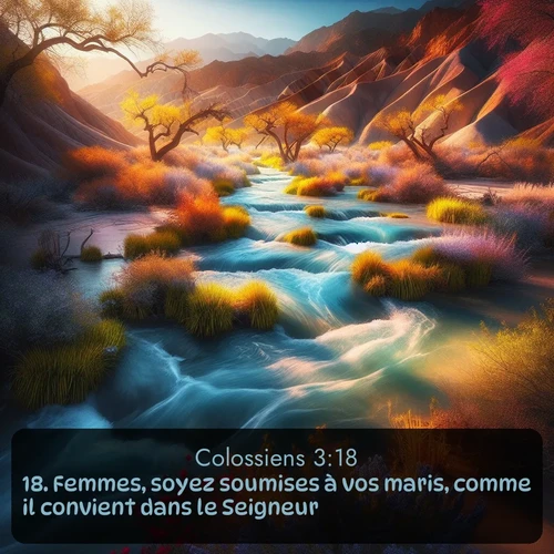 Segond Colossiens  ; image nature: image avec le verset biblique :Femmes, soyez soumises à vos maris, comme il convient dans le Seigneur. ;  ; 3:18