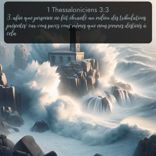 Segond 1 Thessaloniciens  ; image nature: image avec le verset biblique :afin que personne ne fût ébranlé au milieu des tribulations présentes; car vous savez vous-mêmes que nous sommes destinés à cela. ;  ; 3:3