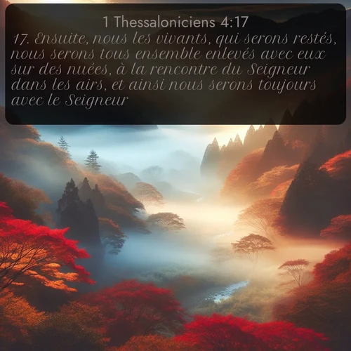 Segond 1 Thessaloniciens  ; image nature: image avec le verset biblique :Ensuite, nous les vivants, qui serons restés, nous serons tous ensemble enlevés avec eux sur des nuées, à la rencontre du Seigneur dans les airs, et ainsi nous serons toujours avec le Seigneur. ;  ; 4:17