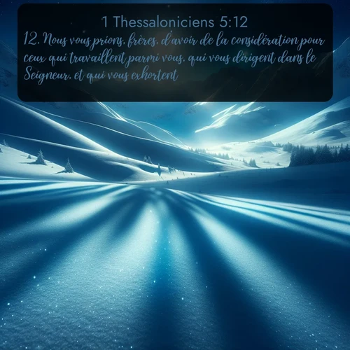 Segond 1 Thessaloniciens  ; image nature: image avec le verset biblique :Nous vous prions, frères, d&#039;avoir de la considération pour ceux qui travaillent parmi vous, qui vous dirigent dans le Seigneur, et qui vous exhortent. ;  ; 5:12