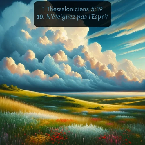 Segond 1 Thessaloniciens  ; image nature: image avec le verset biblique :N&#039;éteignez pas l&#039;Esprit. ;  ; 5:19