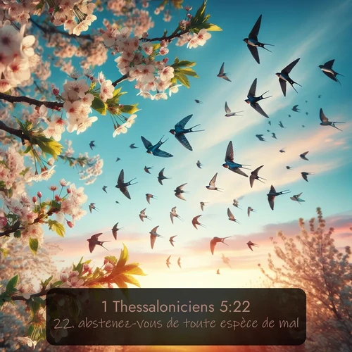 Segond 1 Thessaloniciens  ; image nature: image avec le verset biblique :abstenez-vous de toute espèce de mal. ;  ; 5:22