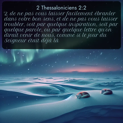 Segond 2 Thessaloniciens  ; image nature: image avec le verset biblique :de ne pas vous laisser facilement ébranler dans votre bon sens, et de ne pas vous laisser troubler, soit par quelque inspiration, soit par quelque parole, ou par quelque lettre qu&#039;on dirait venir de nous, comme si le jour du Seigneur était déjà là. ;  ; 2:2