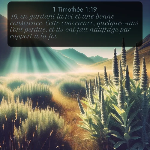 Segond 1 Timothée  ; image nature: image avec le verset biblique :en gardant la foi et une bonne conscience. Cette conscience, quelques-uns l&#039;ont perdue, et ils ont fait naufrage par rapport à la foi. ;  ; 1:19