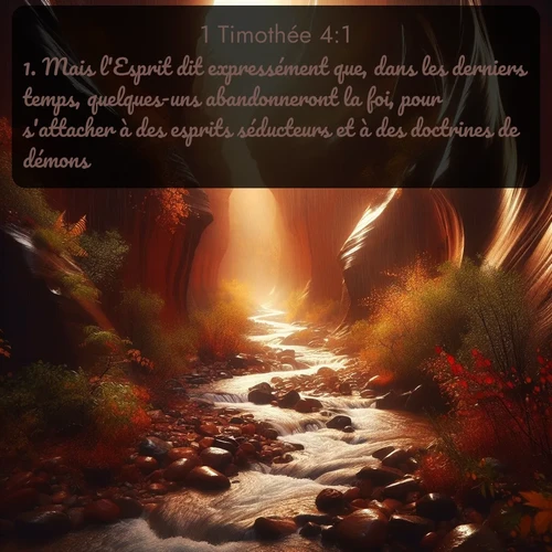 Segond 1 Timothée  ; image nature: image avec le verset biblique :Mais l&#039;Esprit dit expressément que, dans les derniers temps, quelques-uns abandonneront la foi, pour s&#039;attacher à des esprits séducteurs et à des doctrines de démons, ;  ; 4:1