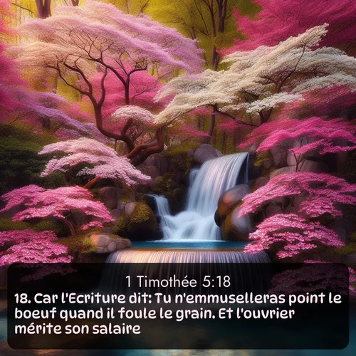 Segond 1 Timothée  ; image nature: image avec le verset biblique :Car l&#039;Ecriture dit: Tu n&#039;emmuselleras point le boeuf quand il foule le grain. Et l&#039;ouvrier mérite son salaire. ;  ; 5:18
