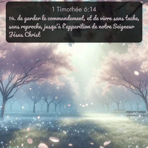 Segond 1 Timothée  ; image nature: image avec le verset biblique :de garder le commandement, et de vivre sans tache, sans reproche, jusqu&#039;à l&#039;apparition de notre Seigneur Jésus Christ, ;  ; 6:14