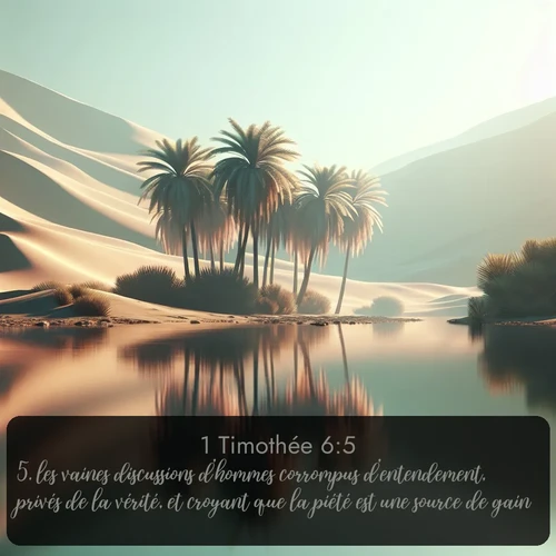 Segond 1 Timothée  ; image nature: image avec le verset biblique :les vaines discussions d&#039;hommes corrompus d&#039;entendement, privés de la vérité, et croyant que la piété est une source de gain. ;  ; 6:5