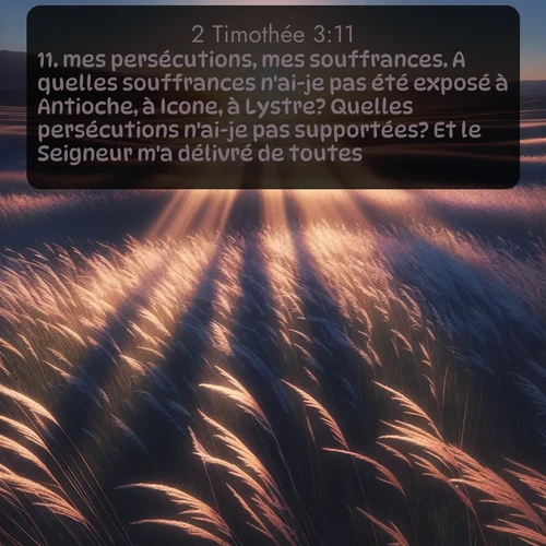 Segond 2 Timothée  ; image nature: image avec le verset biblique :mes persécutions, mes souffrances. A quelles souffrances n&#039;ai-je pas été exposé à Antioche, à Icone, à Lystre? Quelles persécutions n&#039;ai-je pas supportées? Et le Seigneur m&#039;a délivré de toutes. ;  ; 3:11