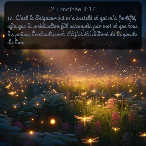 Segond 2 Timothée  ; image nature: image avec le verset biblique :C&#039;est le Seigneur qui m&#039;a assisté et qui m&#039;a fortifié, afin que la prédication fût accomplie par moi et que tous les païens l&#039;entendissent. Et j&#039;ai été délivré de la gueule du lion. ;  ; 4:17