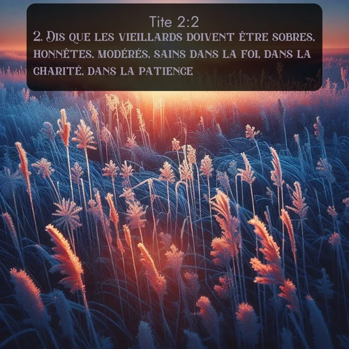 Segond Tite  ; image nature: image avec le verset biblique :Dis que les vieillards doivent être sobres, honnêtes, modérés, sains dans la foi, dans la charité, dans la patience. ;  ; 2:2