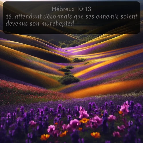 Segond Hébreux  ; image nature: image avec le verset biblique :attendant désormais que ses ennemis soient devenus son marchepied. ;  ; 10:13