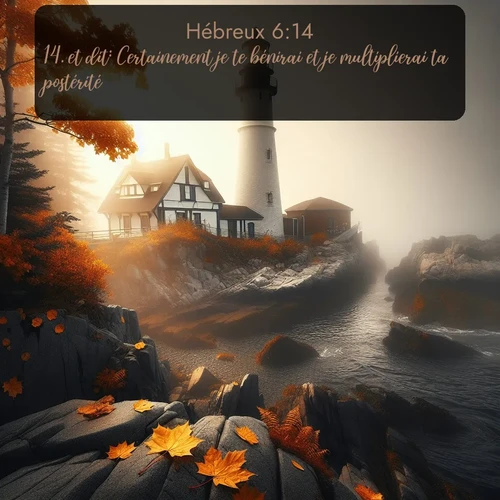 Segond Hébreux  ; image nature: image avec le verset biblique :et dit: Certainement je te bénirai et je multiplierai ta postérité. ;  ; 6:14