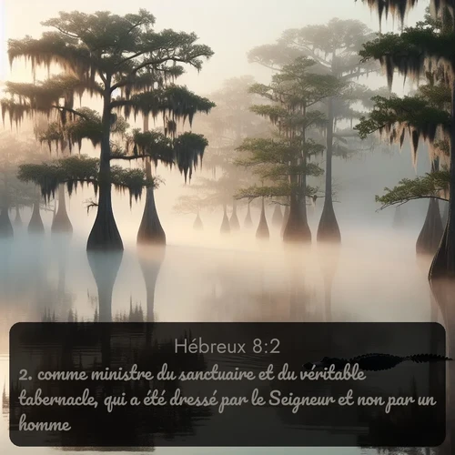 Segond Hébreux  ; image nature: image avec le verset biblique :comme ministre du sanctuaire et du véritable tabernacle, qui a été dressé par le Seigneur et non par un homme. ;  ; 8:2