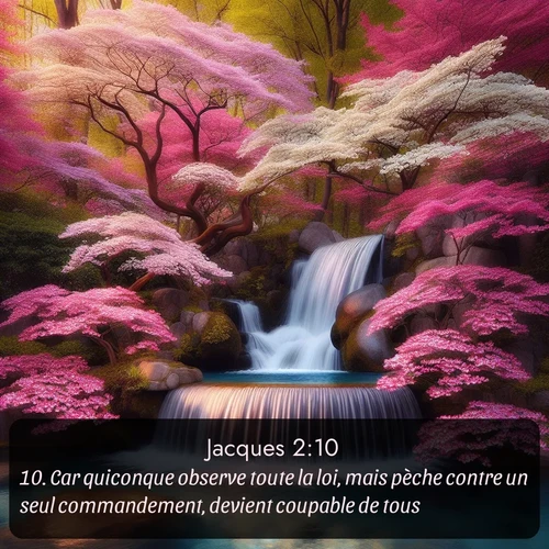 Segond Jacques  ; image nature: image avec le verset biblique :Car quiconque observe toute la loi, mais pèche contre un seul commandement, devient coupable de tous. ;  ; 2:10