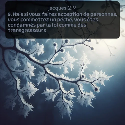 Segond Jacques  ; image nature: image avec le verset biblique :Mais si vous faites acception de personnes, vous commettez un péché, vous êtes condamnés par la loi comme des transgresseurs. ;  ; 2:9