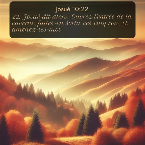 Segond Josué  ; image nature: image avec le verset biblique :Josué dit alors: Ouvrez l&#039;entrée de la caverne, faites-en sortir ces cinq rois, et amenez-les-moi. ;  ; 10:22