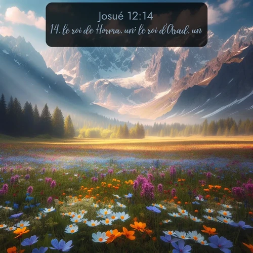 Segond Josué  ; image nature: image avec le verset biblique :le roi de Horma, un; le roi d&#039;Arad, un; ;  ; 12:14