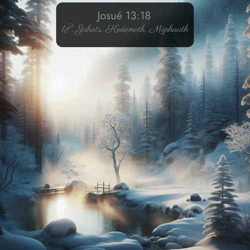 Segond Josué  ; image nature: image avec le verset biblique :Jahats, Kedémoth, Méphaath, ;  ; 13:18